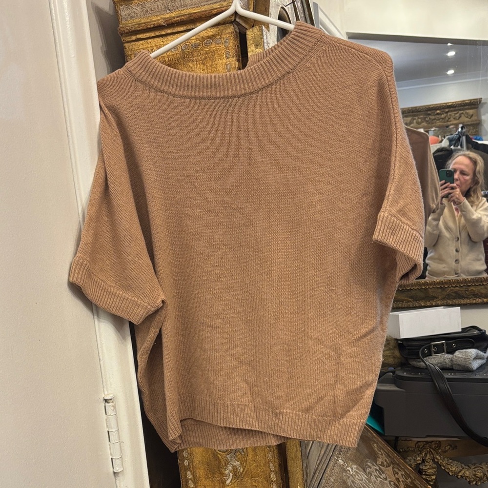 Casual Tan Short Sleeve Top